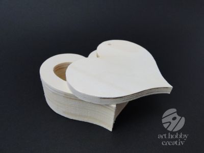 Cutie lemn - inimioara 9cm