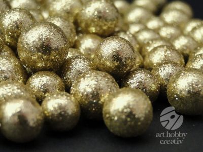 Globulete mini din polistiren - verde gliterat pach/10gr