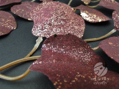 Crengute cu frunze rotunzi artificiale bordo 17cm / 3buc