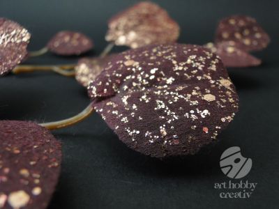 Crengute cu frunze rotunzi artificiale bordo 17cm / 3buc