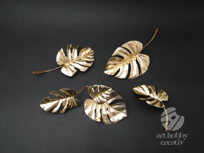Frunze artificiale de palmier -  auriu lucios 21cm