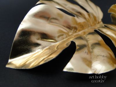 Frunze artificiale de palmier -  auriu lucios 21cm