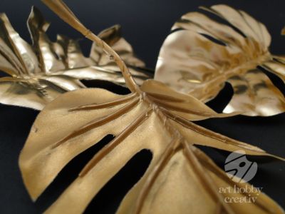 Frunze artificiale de palmier -  auriu lucios 21cm