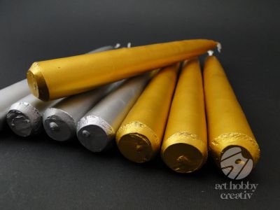 Lumanare conica - auriu/argintiu - 20cm set/4buc
