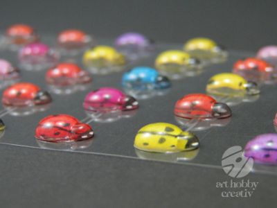 Strasuri autoadezive - buburuze colorate 1,5cm set/50buc