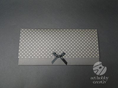 Plic pentru bani sau card cadou - negru cu buline aurii 23cm