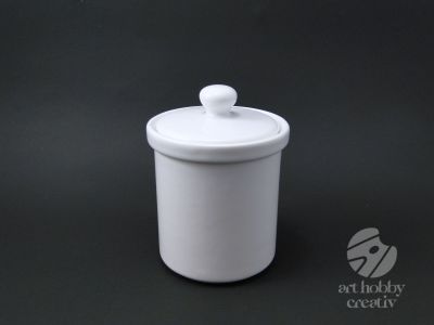 Recipient cu capac ceramic alb - 15cm