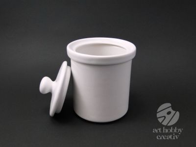 Recipient cu capac ceramic alb - 15cm