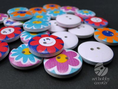 Nasturi lemn cu motive florale set/25buc