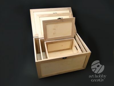 Cutie lemn cu maner - dif. marimi