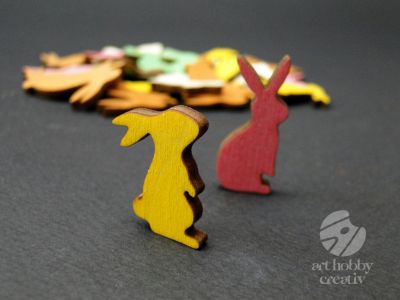 Figurine mini din lemn - iepurasi set/30buc