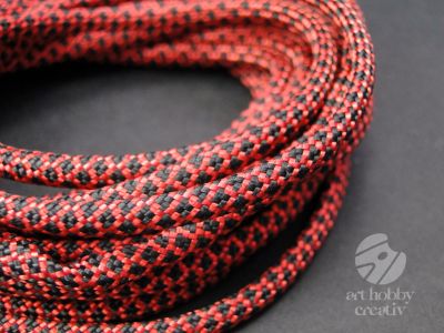 Snur paracord rosu cu negru 4mm/3m mod.2