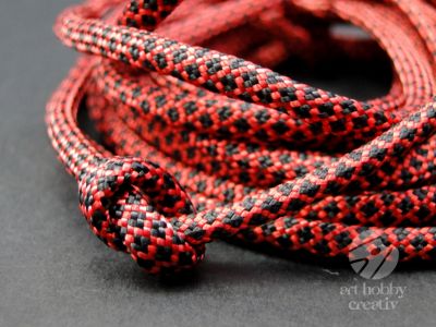 Snur paracord rosu cu negru 4mm/3m mod.2