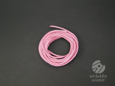 Snur paracord roz cu alb 4mm/3m
