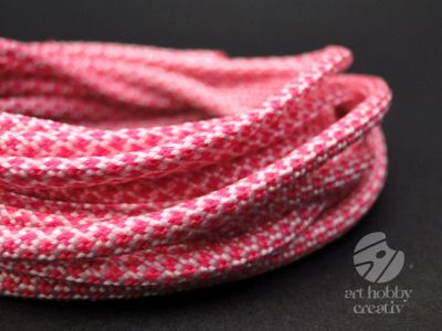 Snur paracord roz cu alb 4mm/3m