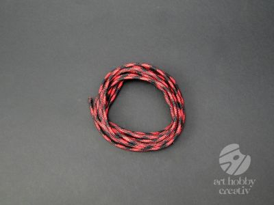 Snur paracord rosu cu negru 4mm/3m mod.3