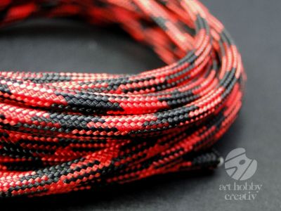 Snur paracord rosu cu negru 4mm/3m mod.3