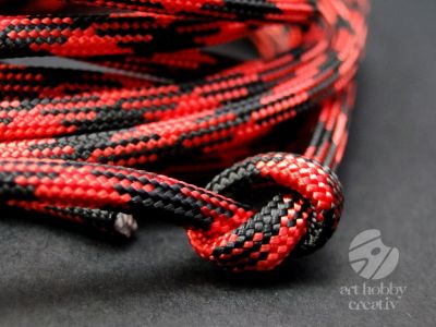 Snur paracord rosu cu negru 4mm/3m mod.3