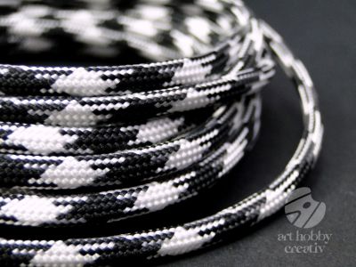 Snur paracord negru cu alb 4mm/3m mod.2