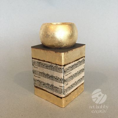 Suport lemn pentru lumanare cu baza stalp - 11,5cm