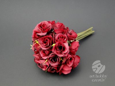 Buchet de trandafir artificial - rosu inchis