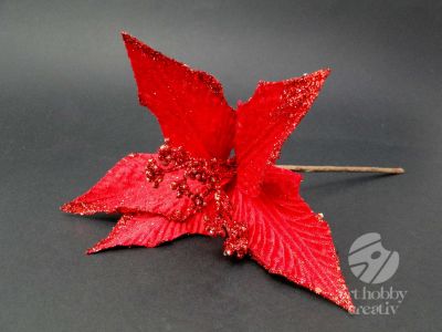 Craciunita artificiala - rosu glitterat 29cm