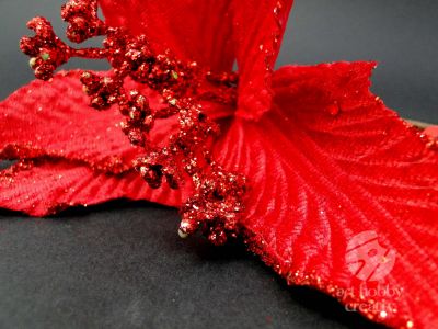 Craciunita artificiala - rosu glitterat 29cm