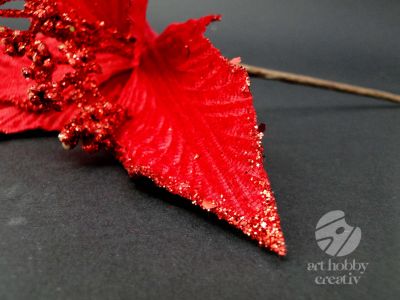 Craciunita artificiala - rosu glitterat 29cm