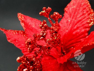 Craciunita artificiala - rosu glitterat 29cm