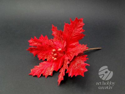 Craciunita artificiala - rosu glitterat 21cm