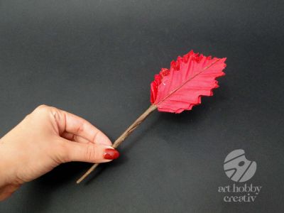 Craciunita artificiala - rosu glitterat 21cm