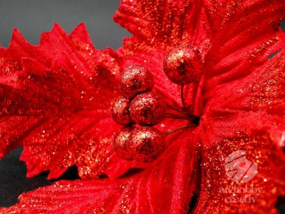 Craciunita artificiala - rosu glitterat 21cm