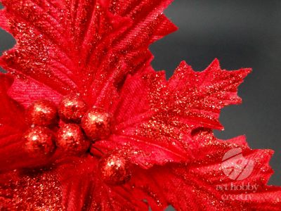 Craciunita artificiala - rosu glitterat 21cm