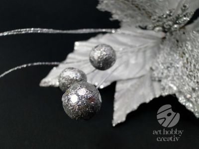 Craciunita artificiala - argintiu glitterat 36cm