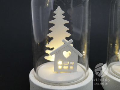Clopot decor din sticla iluminat din interior set/3buc