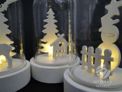 Clopot decor din sticla iluminat din interior set/3buc