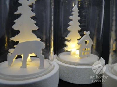 Clopot decor din sticla iluminat din interior set/3buc