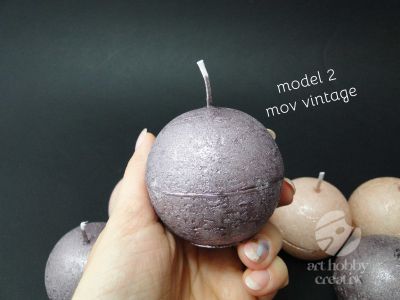 Lumanare sferica - dif. nuante metalice Ø6cm (1)