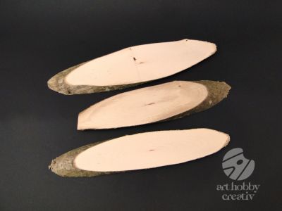 Felii lemn natur neprelucrat alun - oval 20-30cm - set/3buc