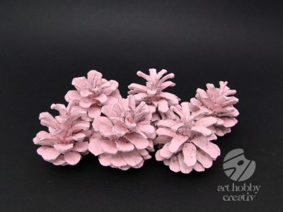 Conuri de brad natur - roz set/6buc