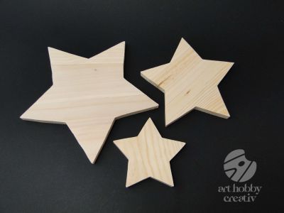 Forma stea din lemn - set/3 dif. marimi