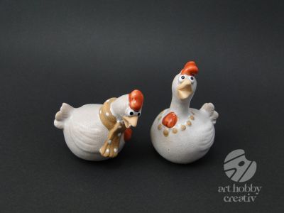 Decoratiune din ceramica - gaina 7,5cm set/2buc
