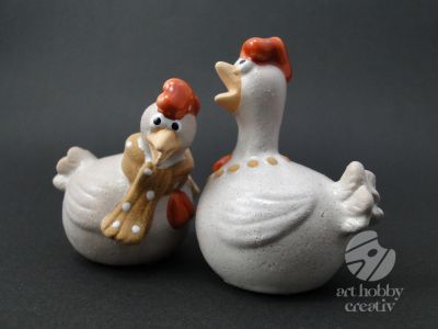 Decoratiune din ceramica - gaina 7,5cm set/2buc
