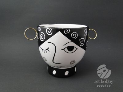 Vaza ceramica decorativa - portret abstract 12cm
