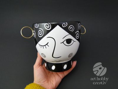 Vaza ceramica decorativa - portret abstract 12cm