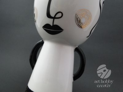 Vaza ceramica decorativa - portret abstract 20cm