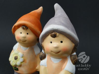 Decoratiune din ceramica - fetita si baiat 15cm 
