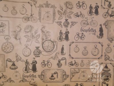 Hartie ambalaj kraft - Bicycles - maro 60x80cm set/3coli