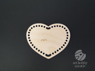 Baza lemn pentru cosuri crosetate - inimioara 15cm