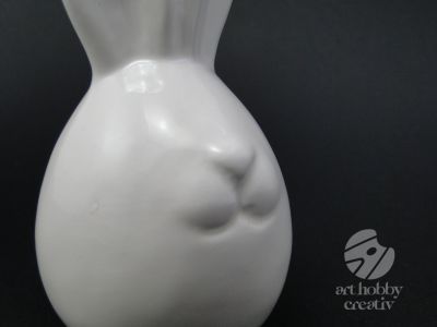Decoratiune din ceramica - iepuras alb 11,5cm